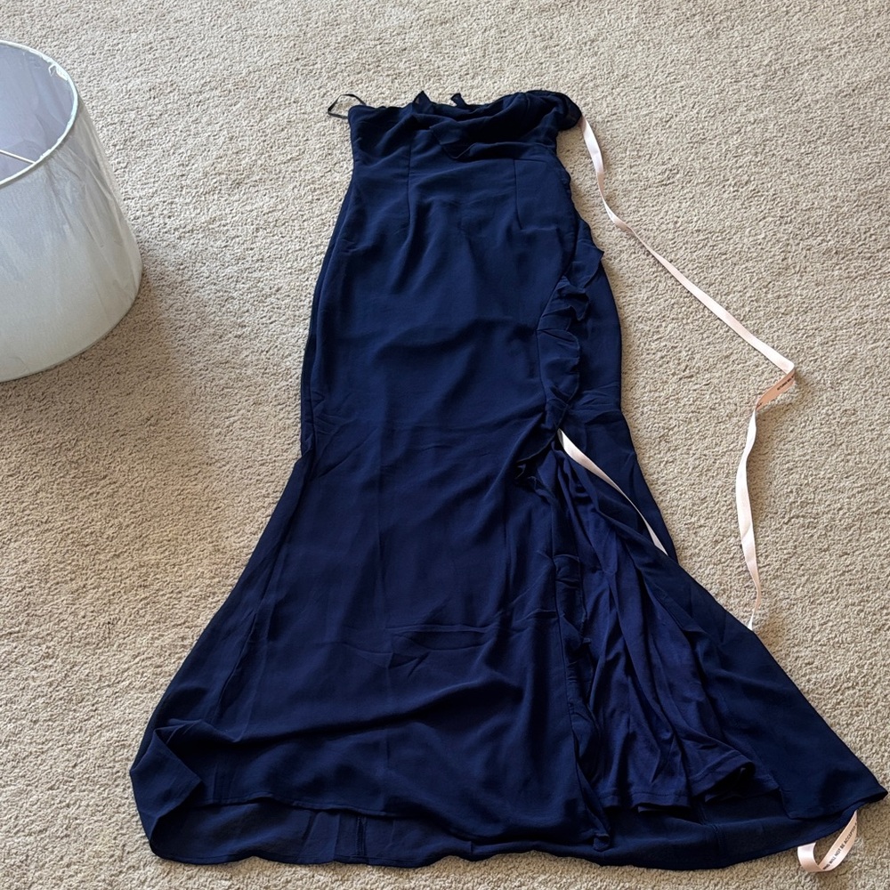 Lulu's Midnight Blue Asymmetrical Dress